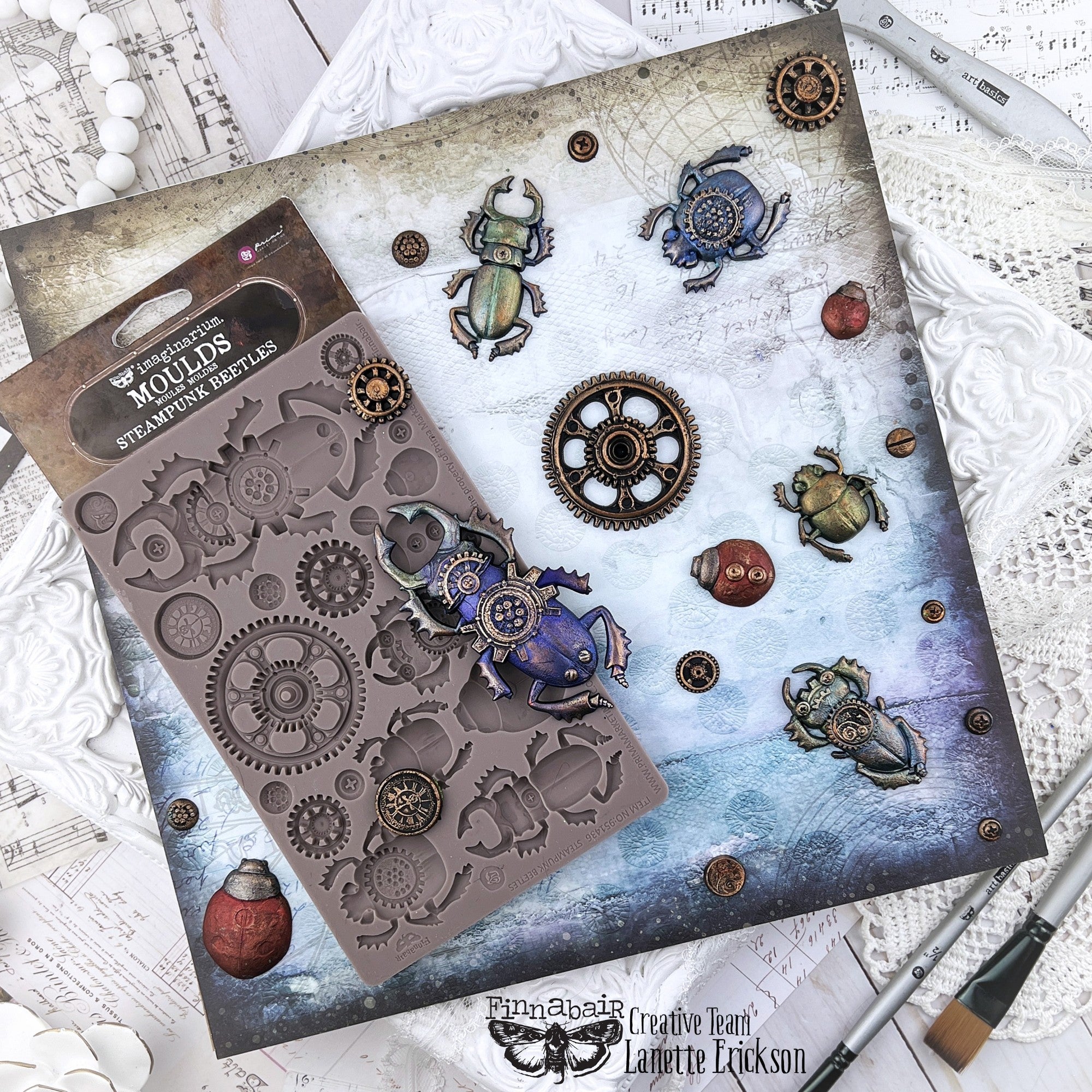 Prima - Finnabair Decor Mould - Steampunk Beetles
