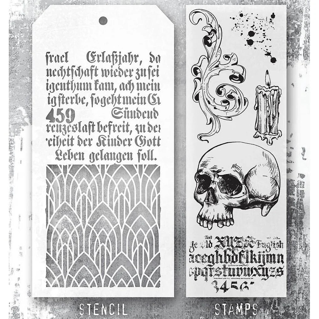 Tim Holtz - Mixed Media Set - Stamp/Stencil - Foreboding