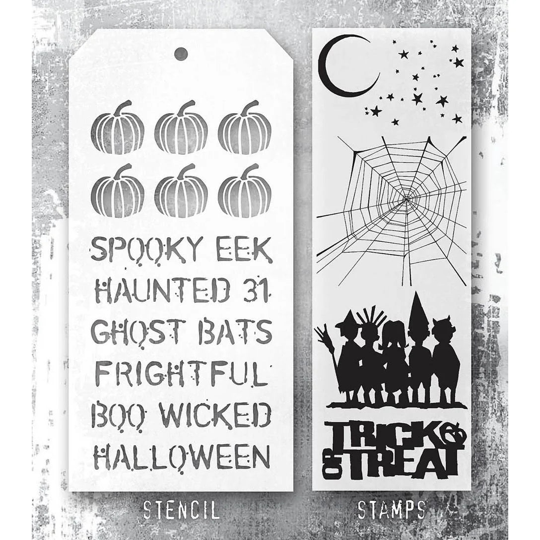 Tim Holtz - Mixed Media Set - Stamp/Stencil - Halloween Cutouts