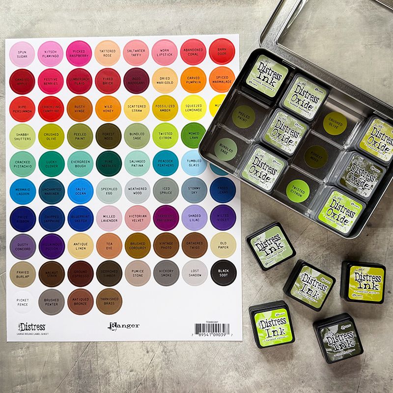 Tim Holtz - Distress Label Sheets - Large Round - Black print