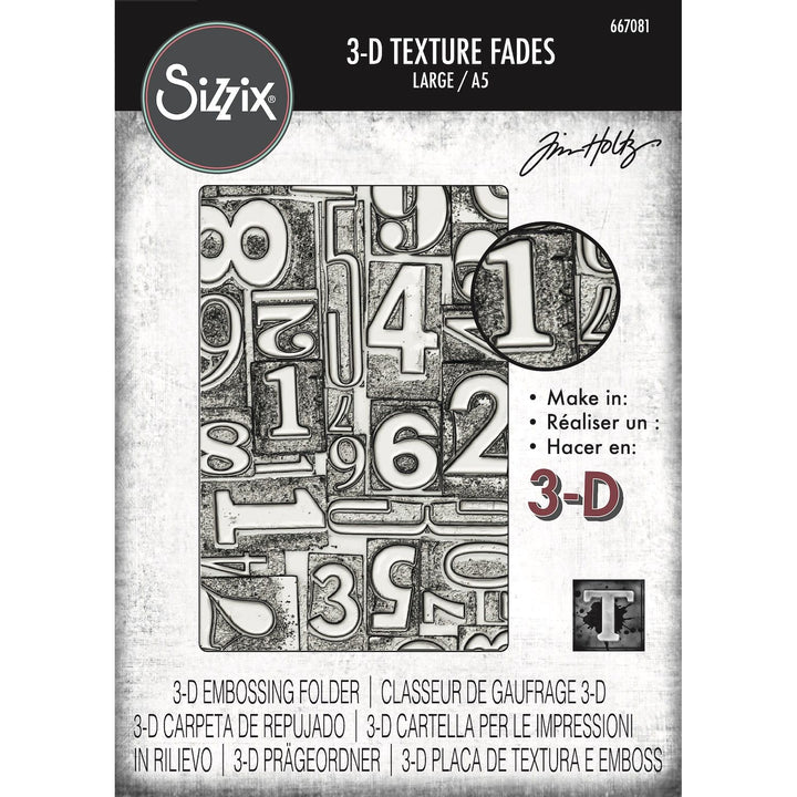 Sizzix/Tim Holtz - 3D Embossing Folder - Vault - Numbered Large A5