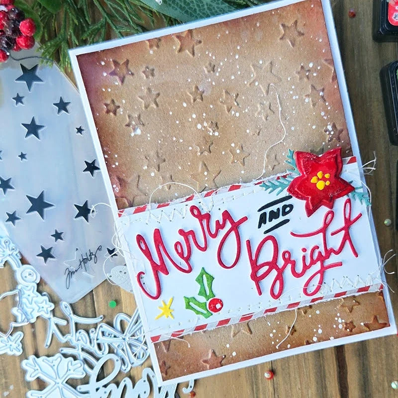 Sizzix - Tim Holtz - 2D Texture Fades w/ Thinlits Die Vault Side-Order Merry + Bright