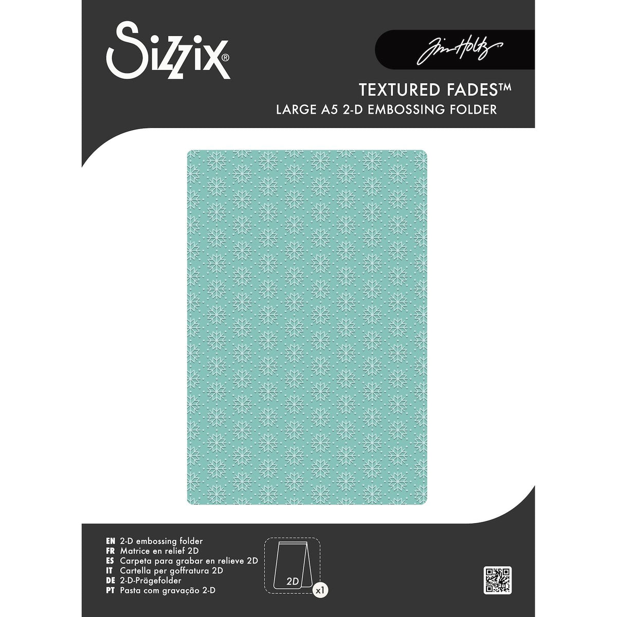 Sizzix - Tim Holtz - 2D Texture Fades w/ A5 Embossing Folder Vault - Snowflakes 3 Large