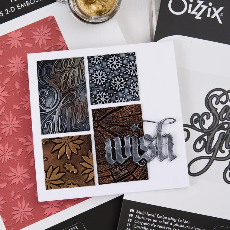 Sizzix - Tim Holtz - 2D Texture Fades w/ A5 Embossing Folder Vault - Snowflakes 3 Large