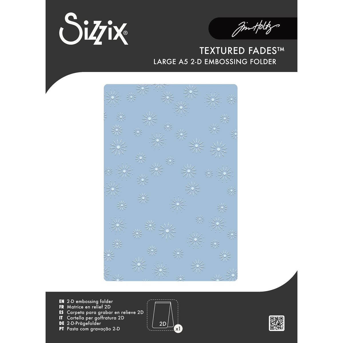 Sizzix - Tim Holtz - 2D Texture Fades w/ A5 Embossing Folder Vault - Sparkle Stars Large