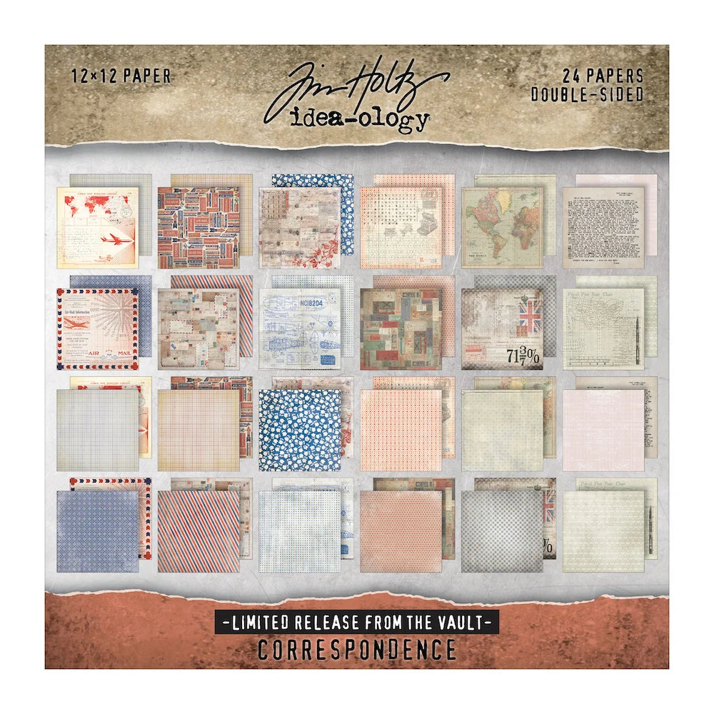 Tim Holtz - Idea-ology - Paper Pad 12x12"- Correspondence - From the Vault 2025