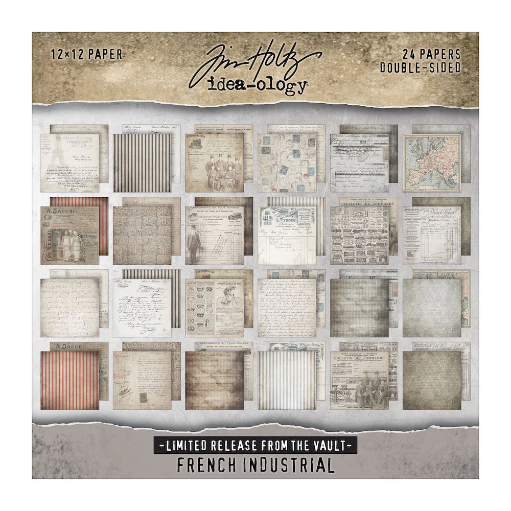 Tim Holtz - Idea-ology - Paper pad 12x12"- French Industrial - From the Vault 2025