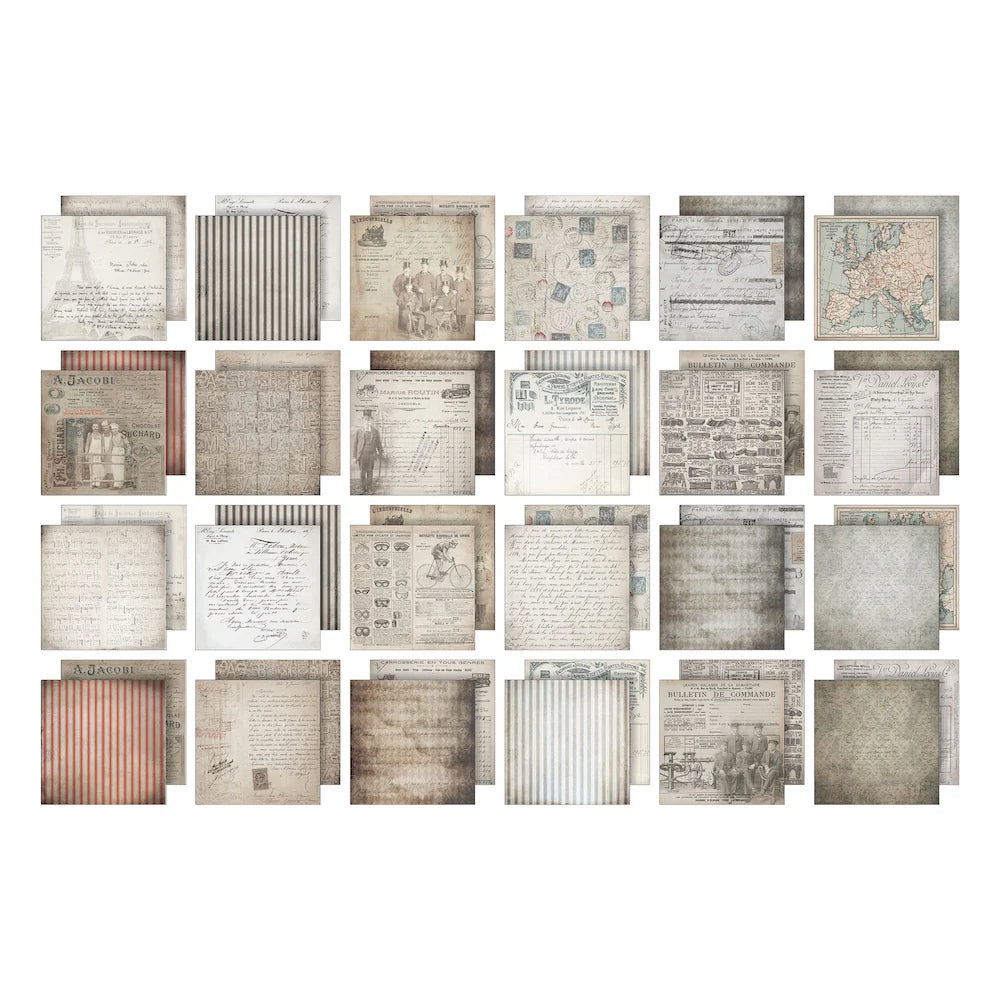 Tim Holtz - Idea-ology - Paper pad 12x12"- French Industrial - From the Vault 2025