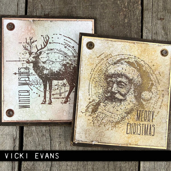Stampers Anonymous - Tim Holtz Collection - Cling Stamps - Festive Schematic