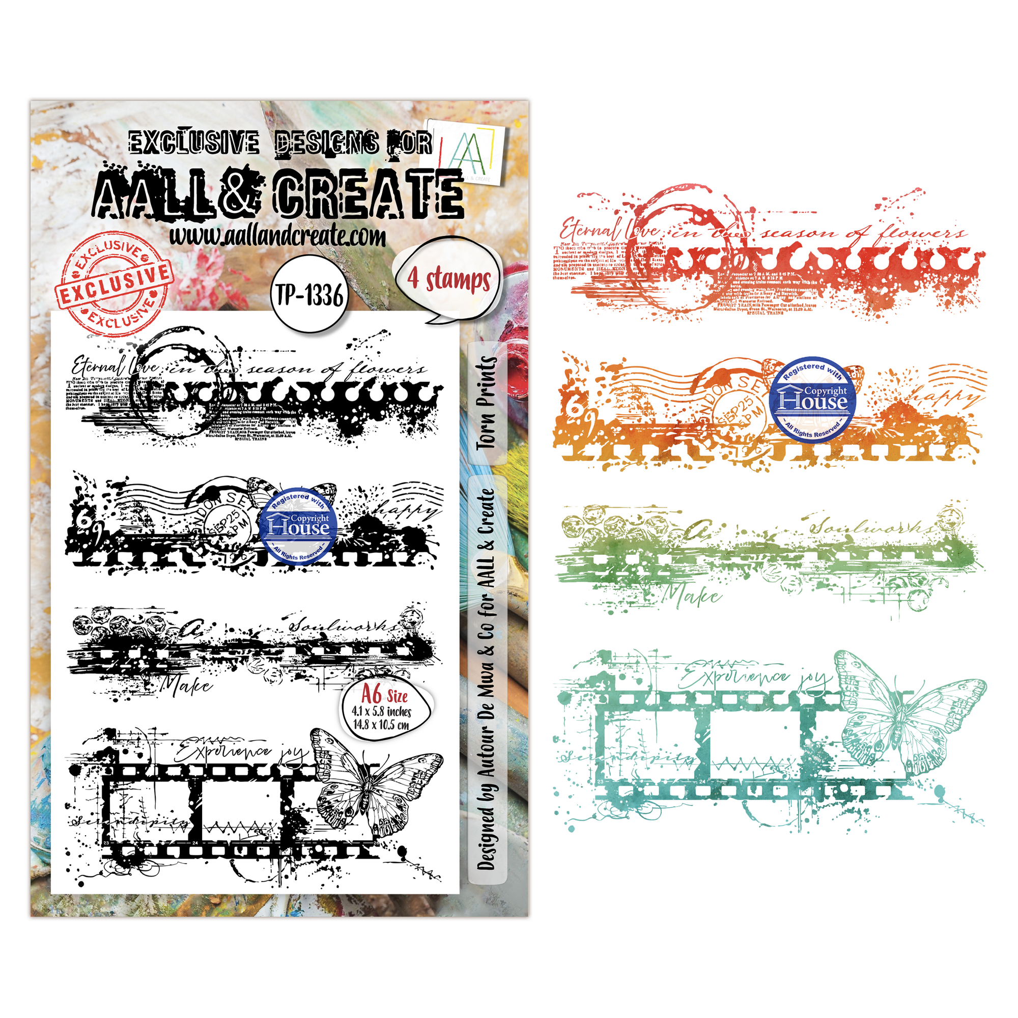 Aall and Create - Clear stamp set -Through the Lens - Torn Prints - A6