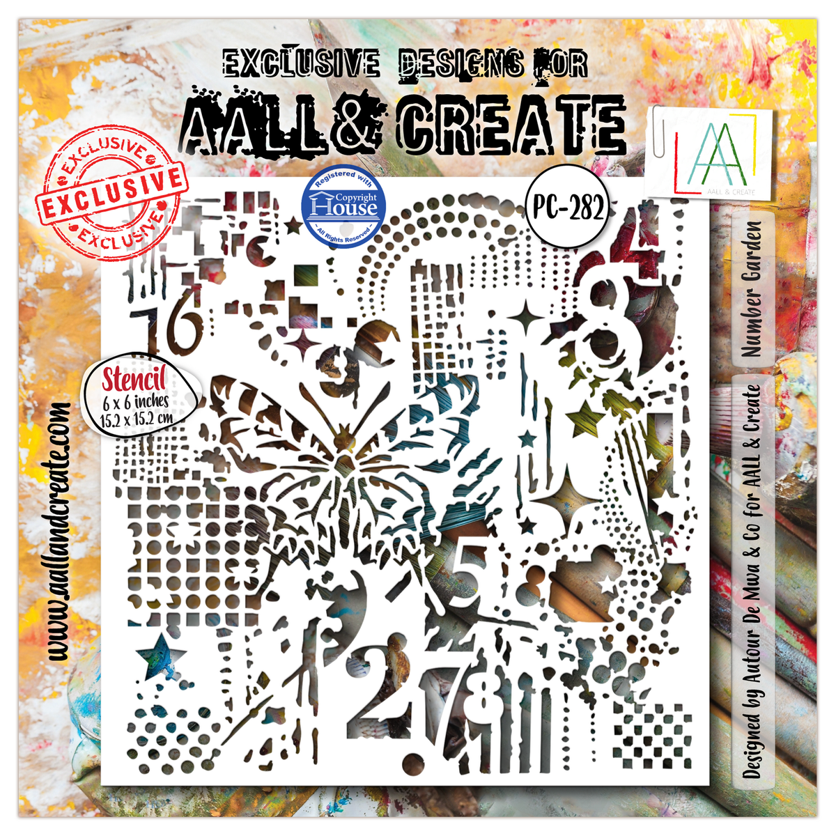 Aall and Create - Stencil - Number Garden by Autour De Mwa & Co - 6 x 6"