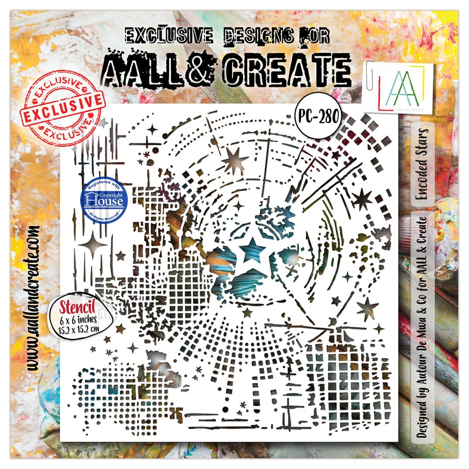 Aall and Create - Stencil - Encoded Stars by Autour De Mwa & Co - 6 x 6"
