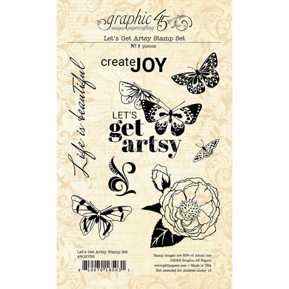 Graphic45 - Let's get Artsy - Cling Stamp set