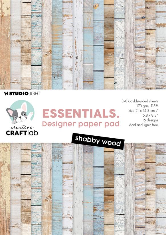 Studiolight - A5 Essentials Designer Paper Pad - Shabby Wood