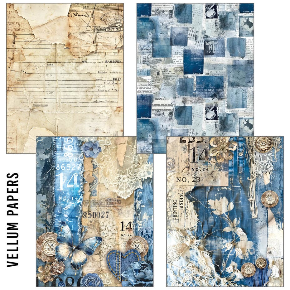 Ciao Bella - Craftmix - Urban Blue Denim Mixed A5 Paper pack