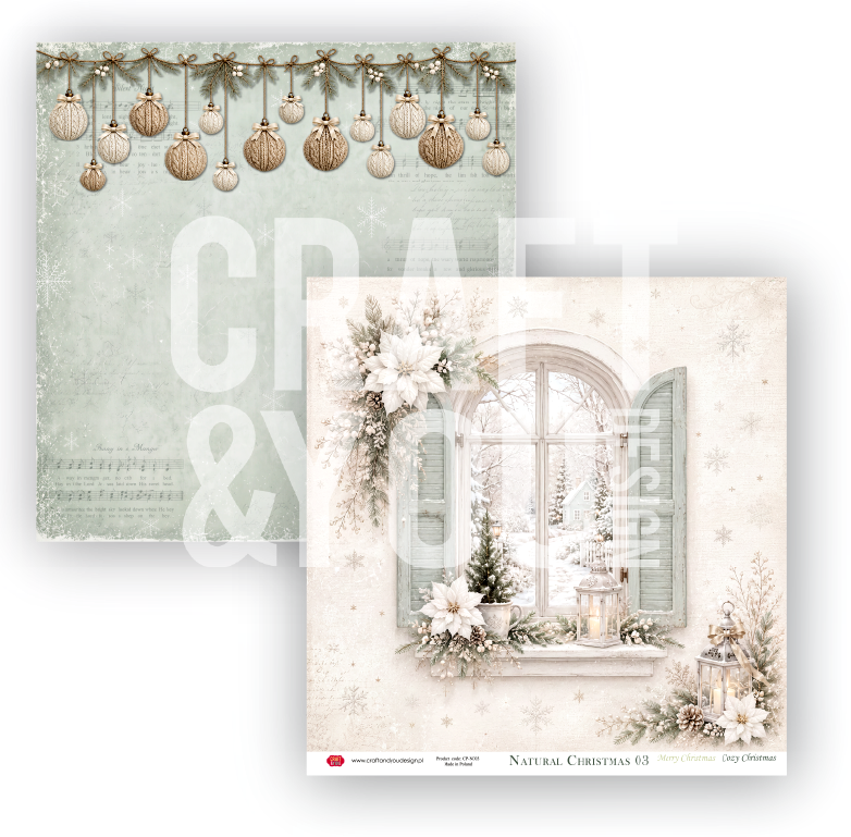 Craft & You -  Natural Christmas - Paper Pack 12 x 12" (6 sheet pack)