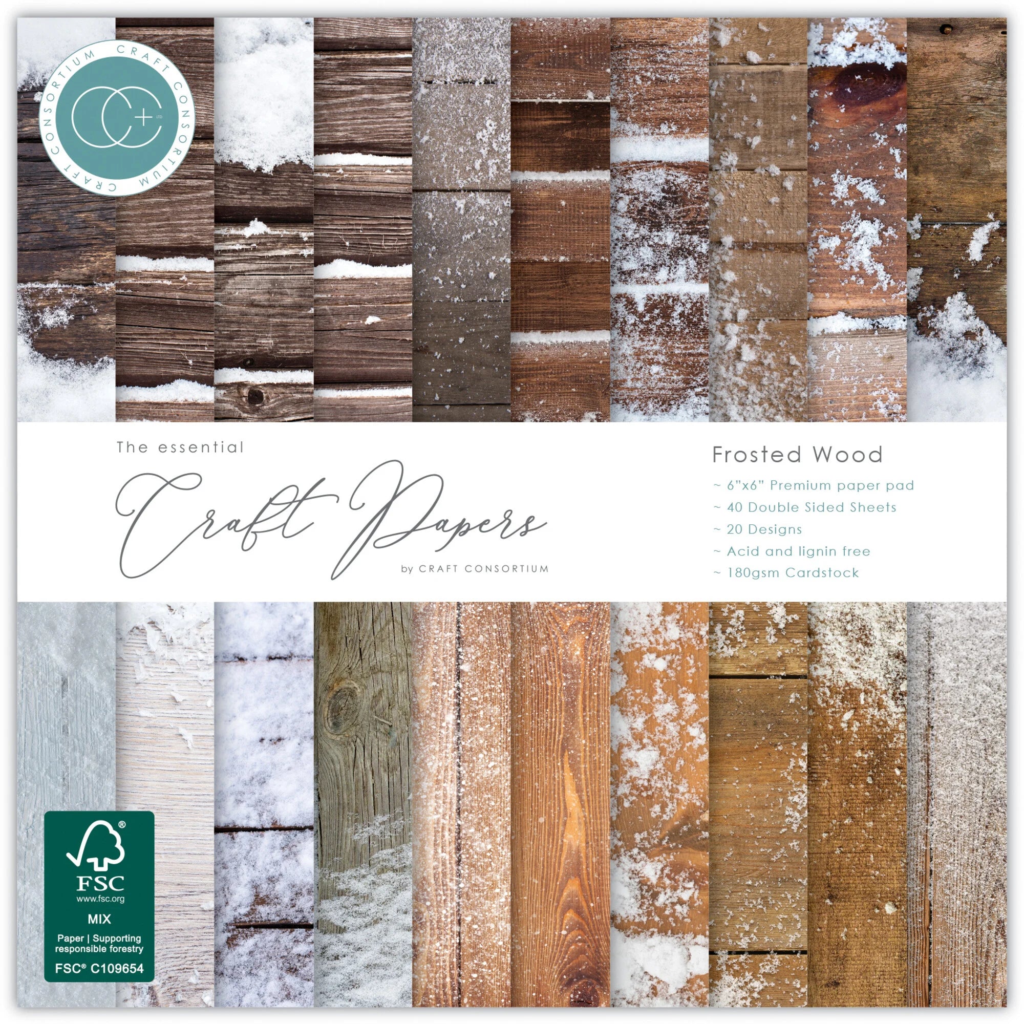 Craft Consortium -  Frosted Wood - Paper Pad  6 x 6"