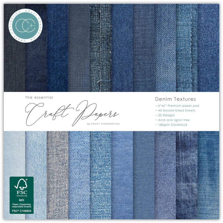 Craft Consortium -  Denim Textures - Paper Pad  6 x 6"