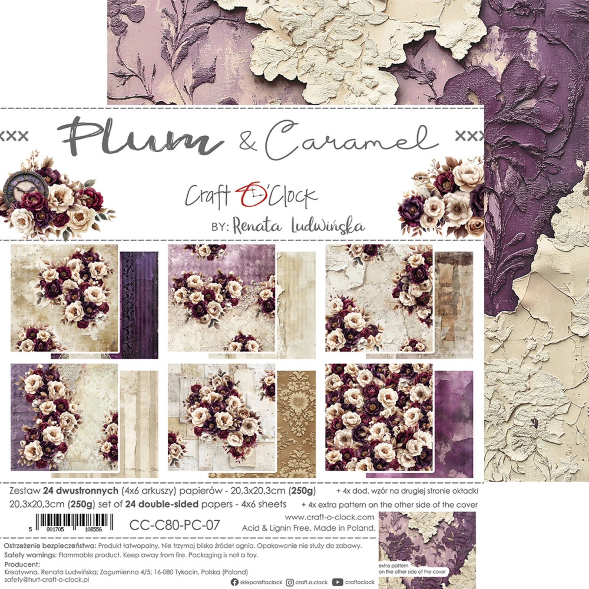 Craft O'Clock - Plum & Caramel - Paper Pad - 8x8"