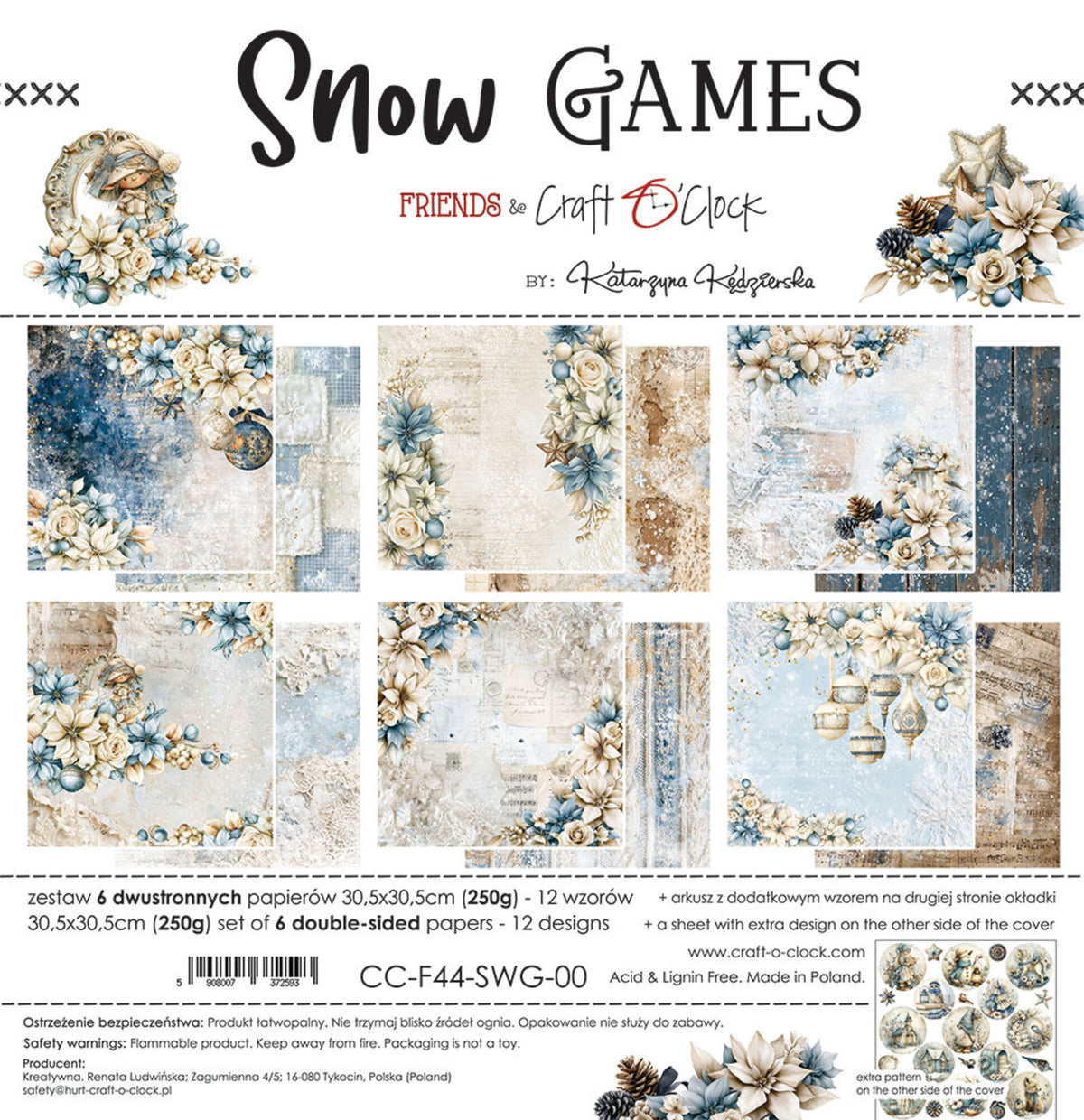 Craft O'Clock - Snow Games - Paper Pack - 12 x 12"