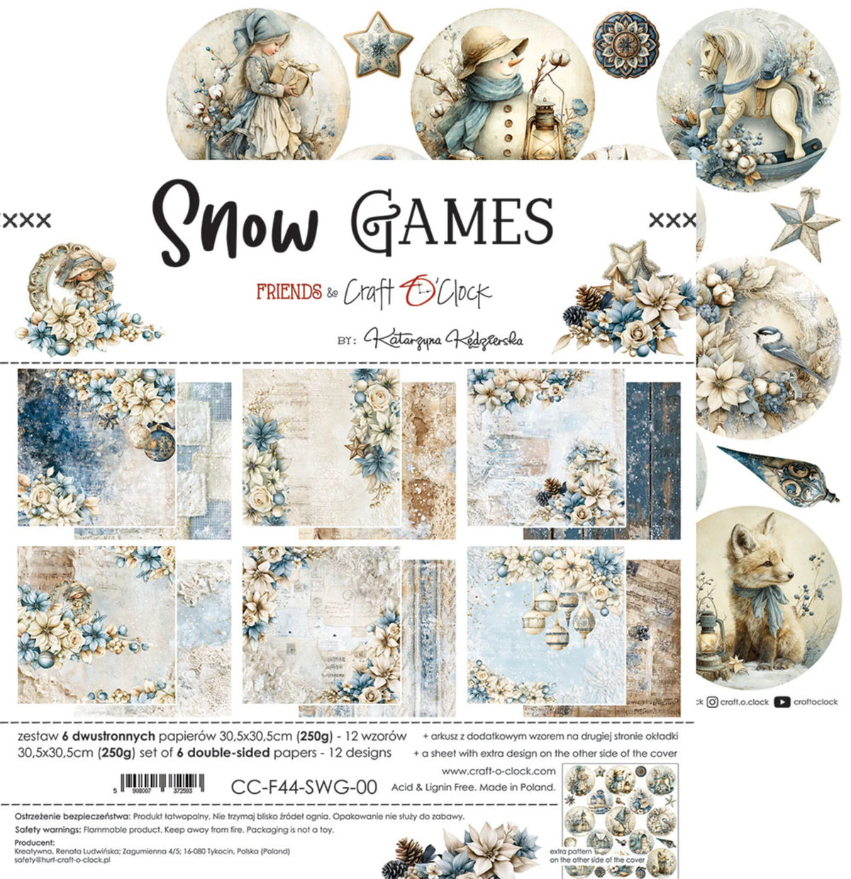 Craft O'Clock - Snow Games - Paper Pack - 12 x 12"