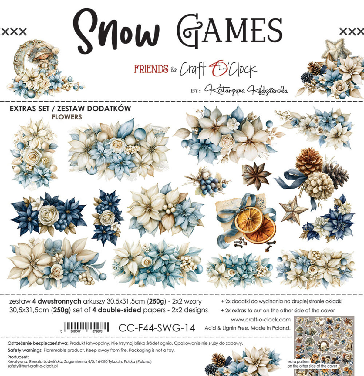 Craft O'Clock - Snow Games - Flowers Extras Set - 12x12"