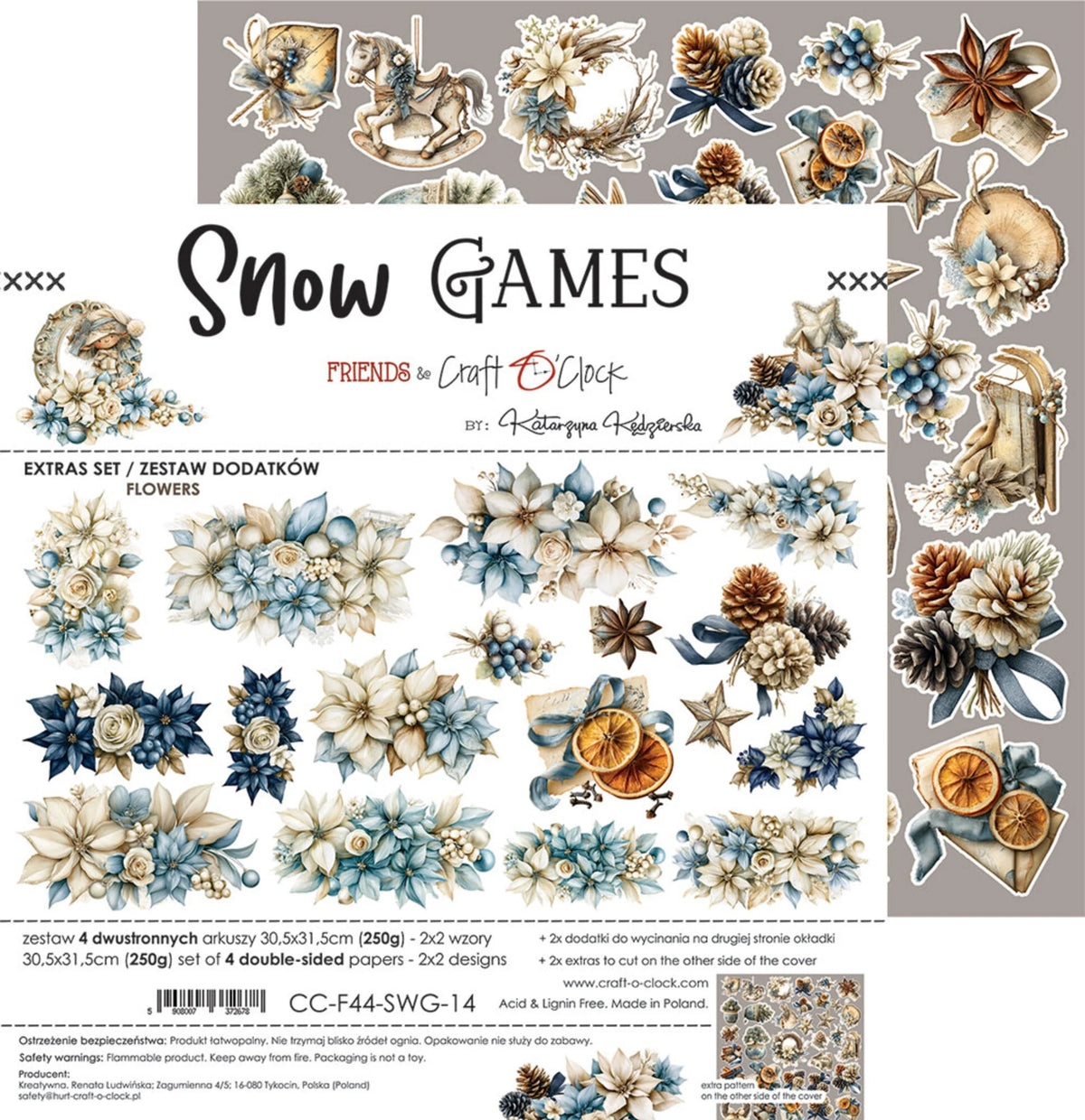 Craft O'Clock - Snow Games - Flowers Extras Set - 12x12"