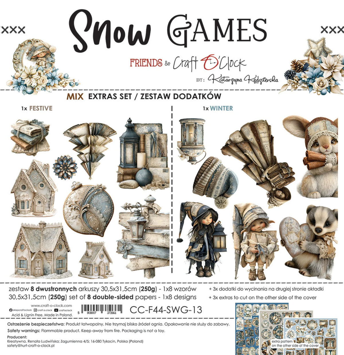 Craft O'Clock - Snow Games - Extras Set Mix - 12x12"
