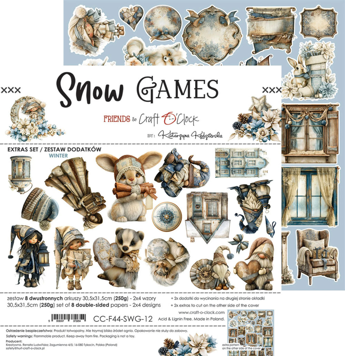 Craft O'Clock - Snow Games - Winter Extras Set - 12x12"