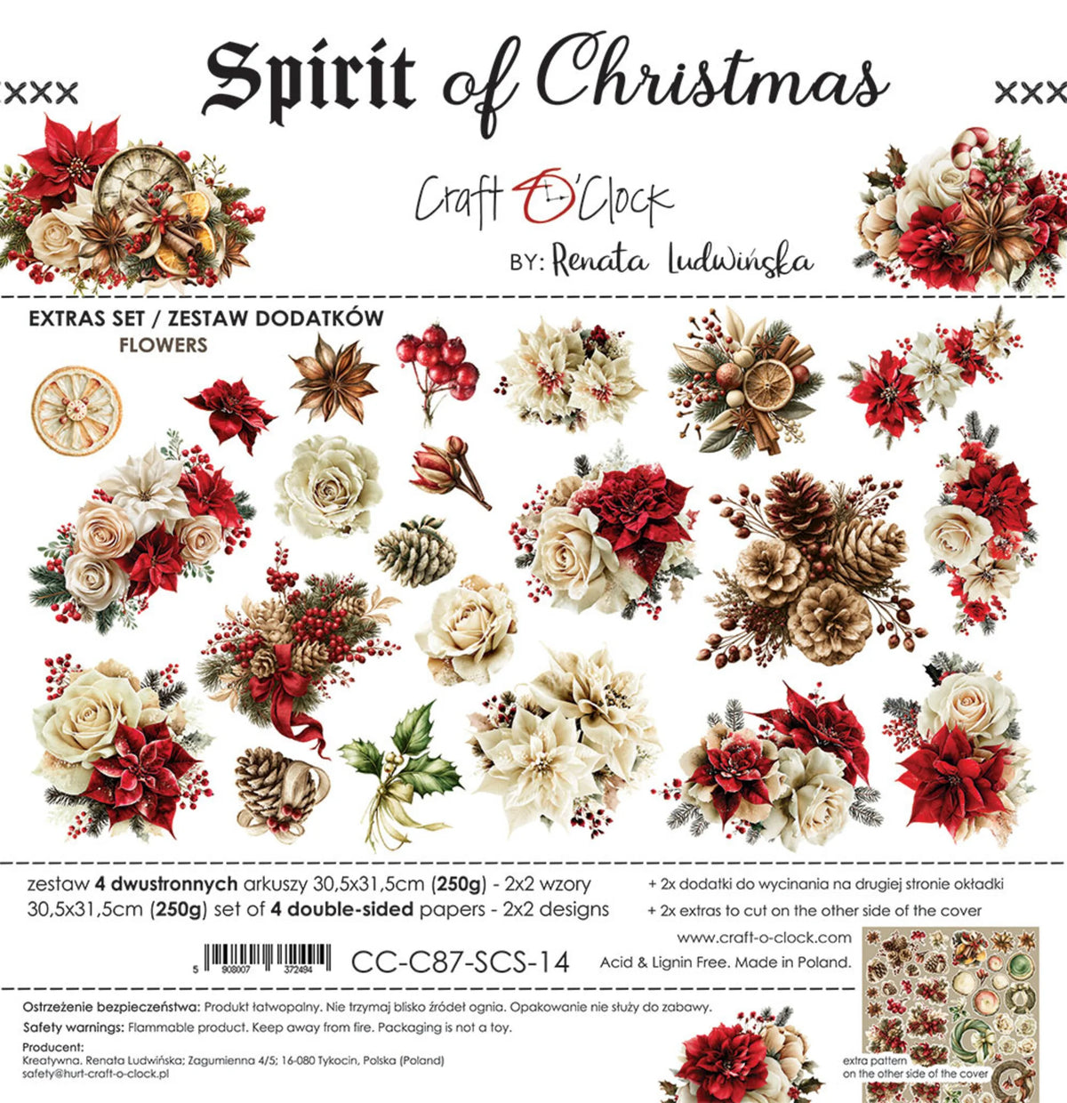 Craft O'Clock - Spirit Of Christmas - Flowers Extras Set - 12x12"