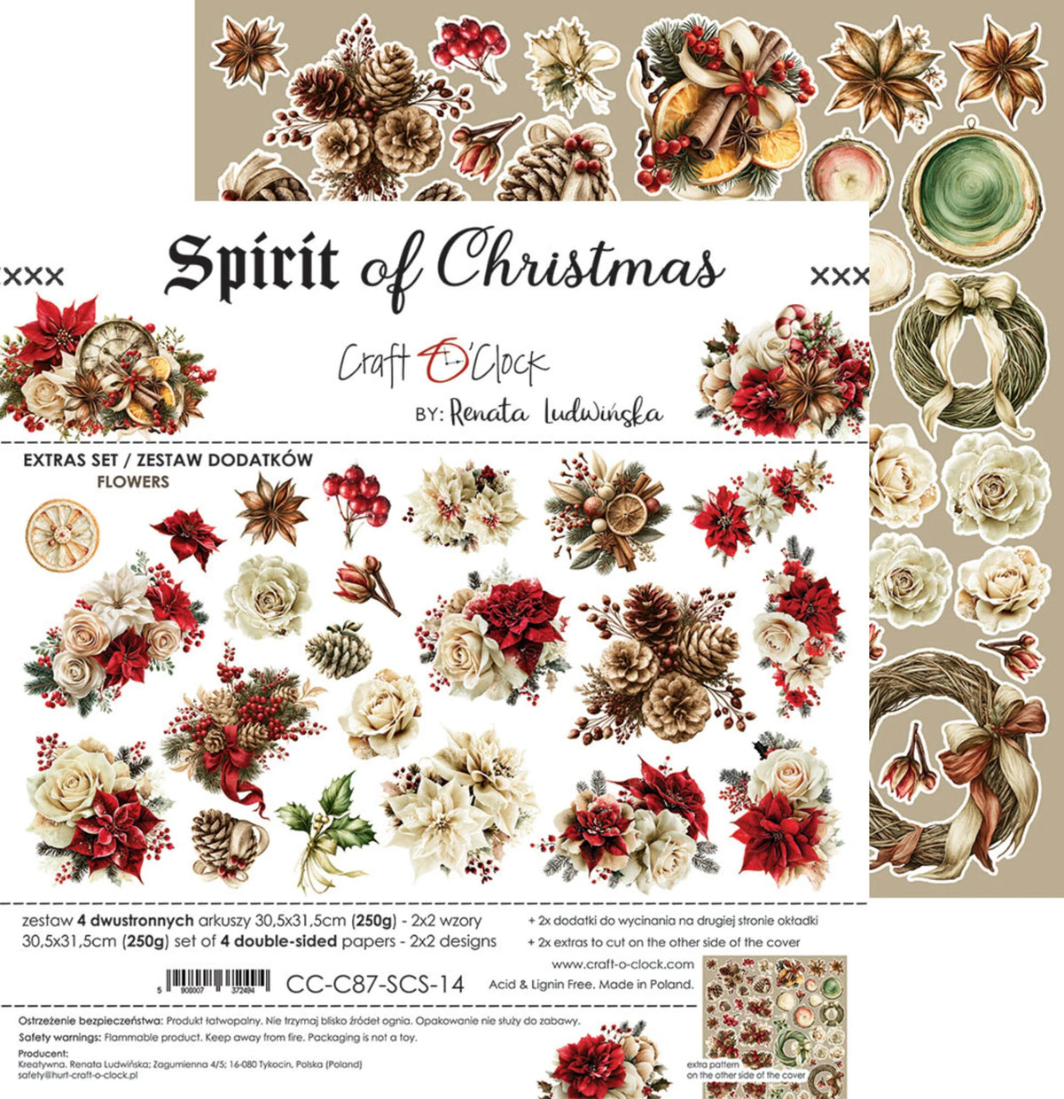 Craft O'Clock - Spirit Of Christmas - Flowers Extras Set - 12x12"