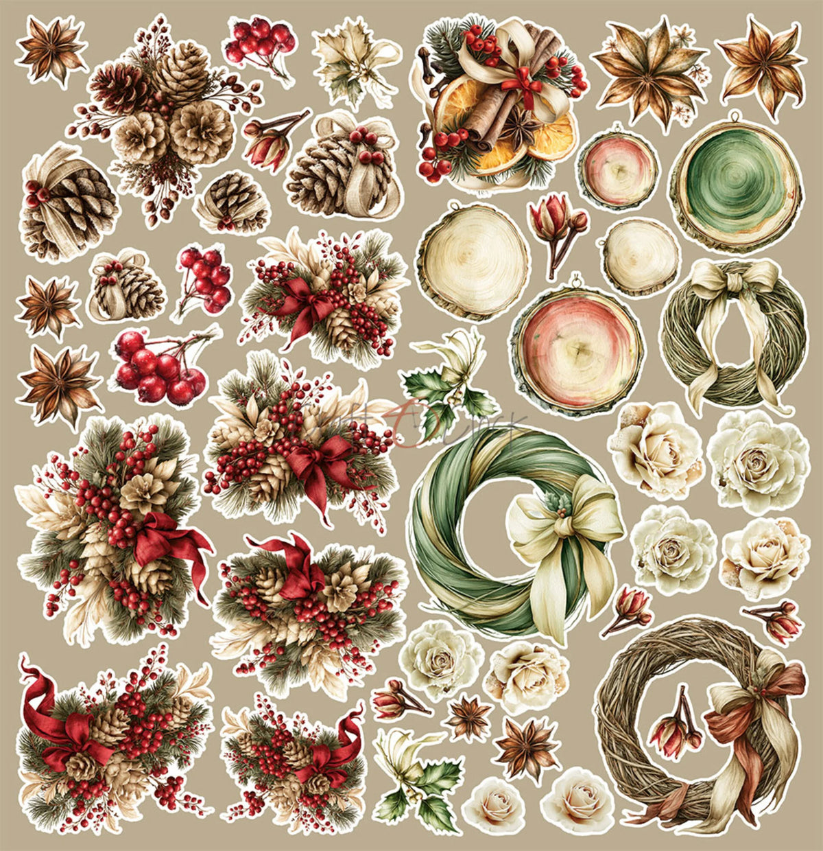 Craft O'Clock - Spirit Of Christmas - Flowers Extras Set - 12x12"