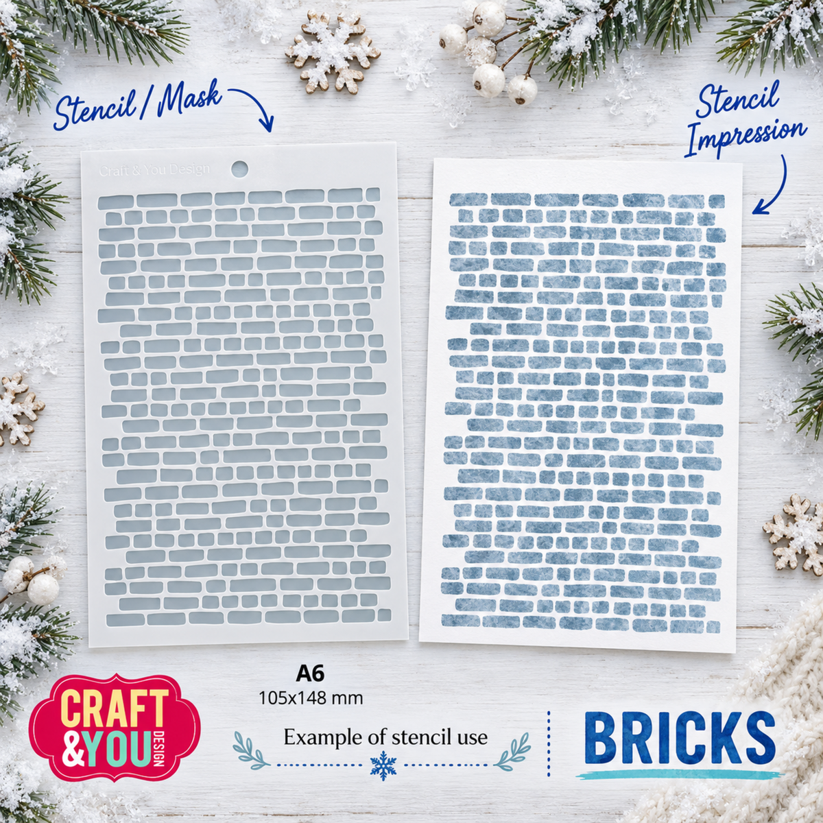 Craft & You - Stencil - Bricks A6