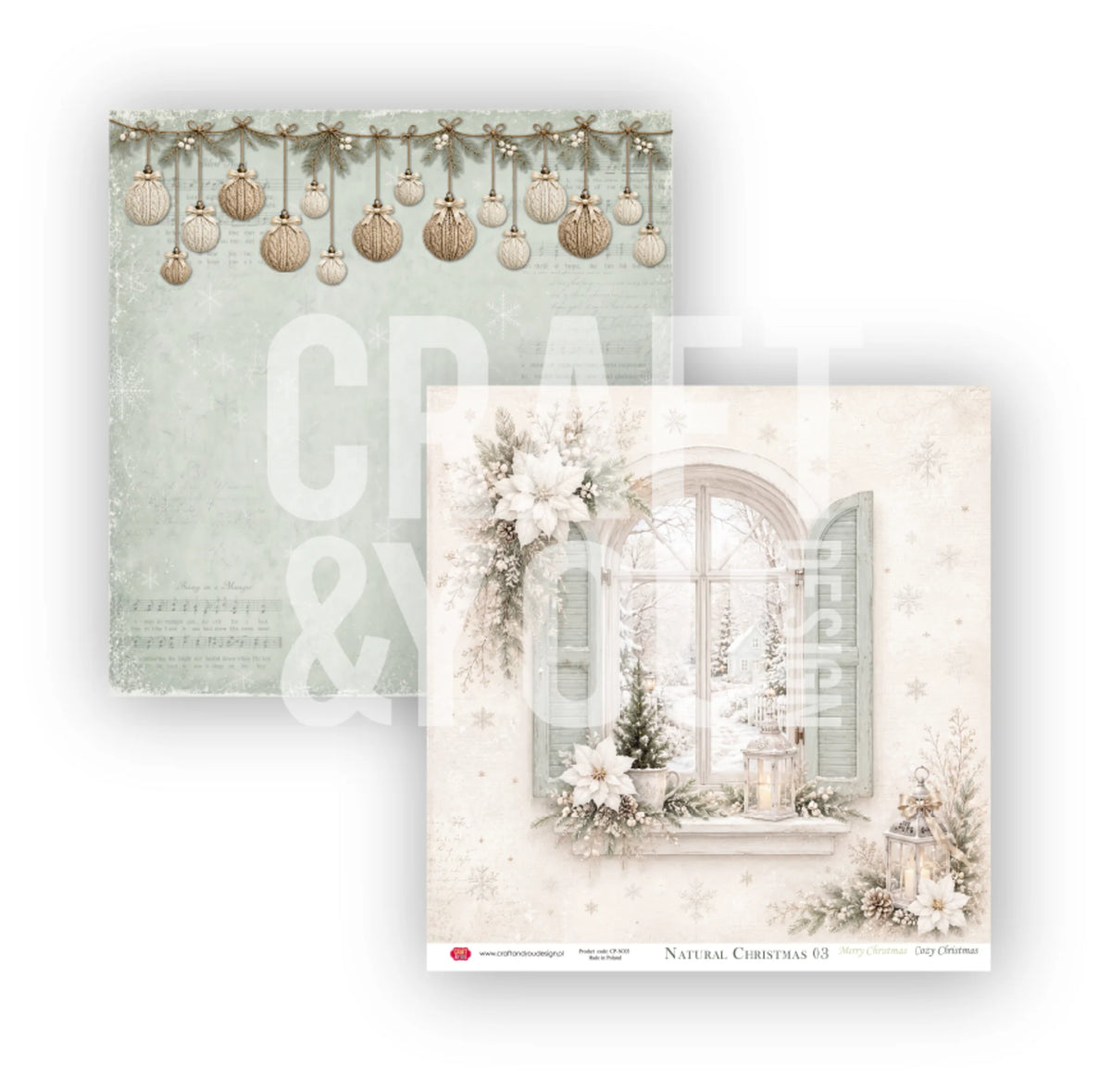 Craft & You -  Natural Christmas - Paper Pack 12 x 12" (12 sheet pack)