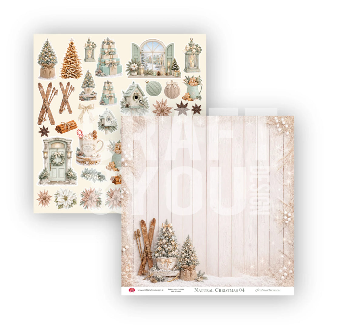 Craft & You -  Natural Christmas - Paper Pack 12 x 12" (12 sheet pack)