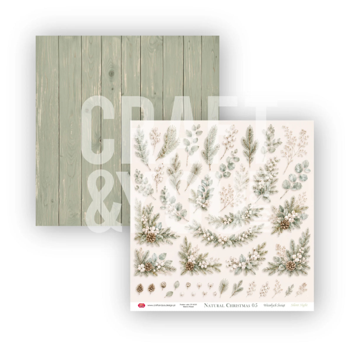 Craft & You -  Natural Christmas - Paper Pack 12 x 12" (12 sheet pack)