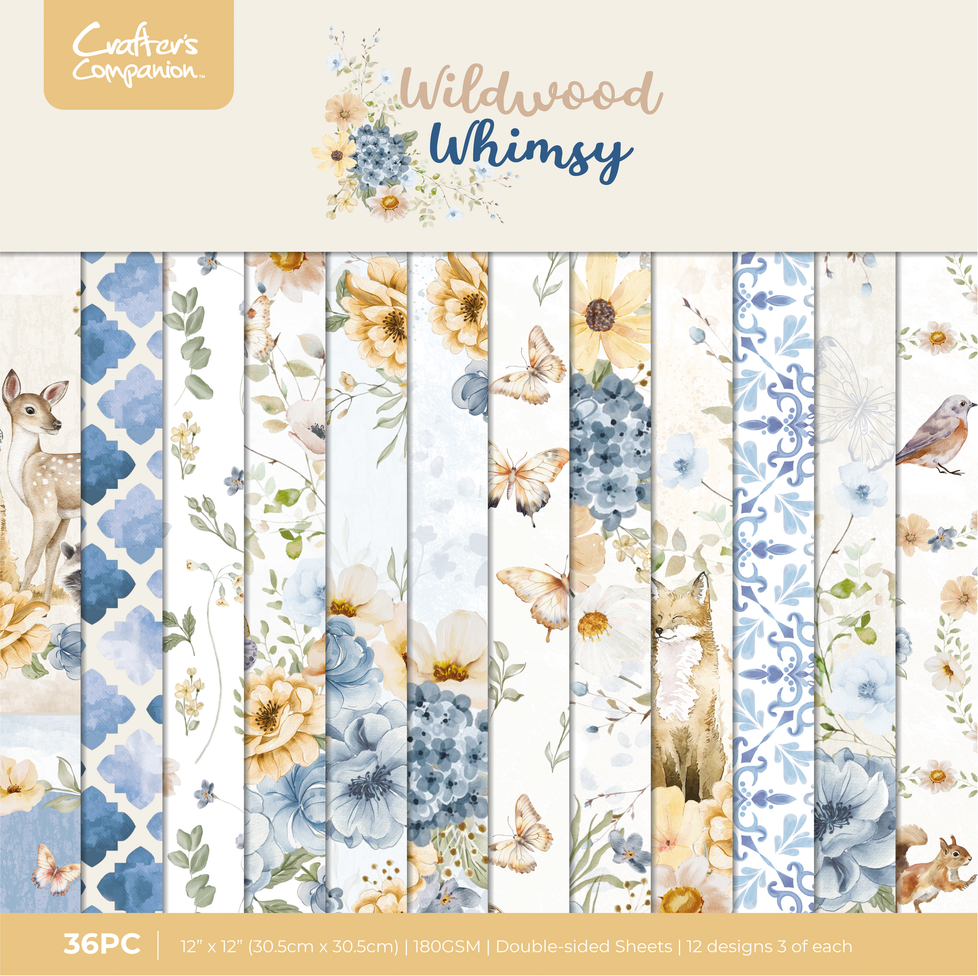 Crafters Companion - Wildwood Whimsy - Paper Pad  12" x 12"