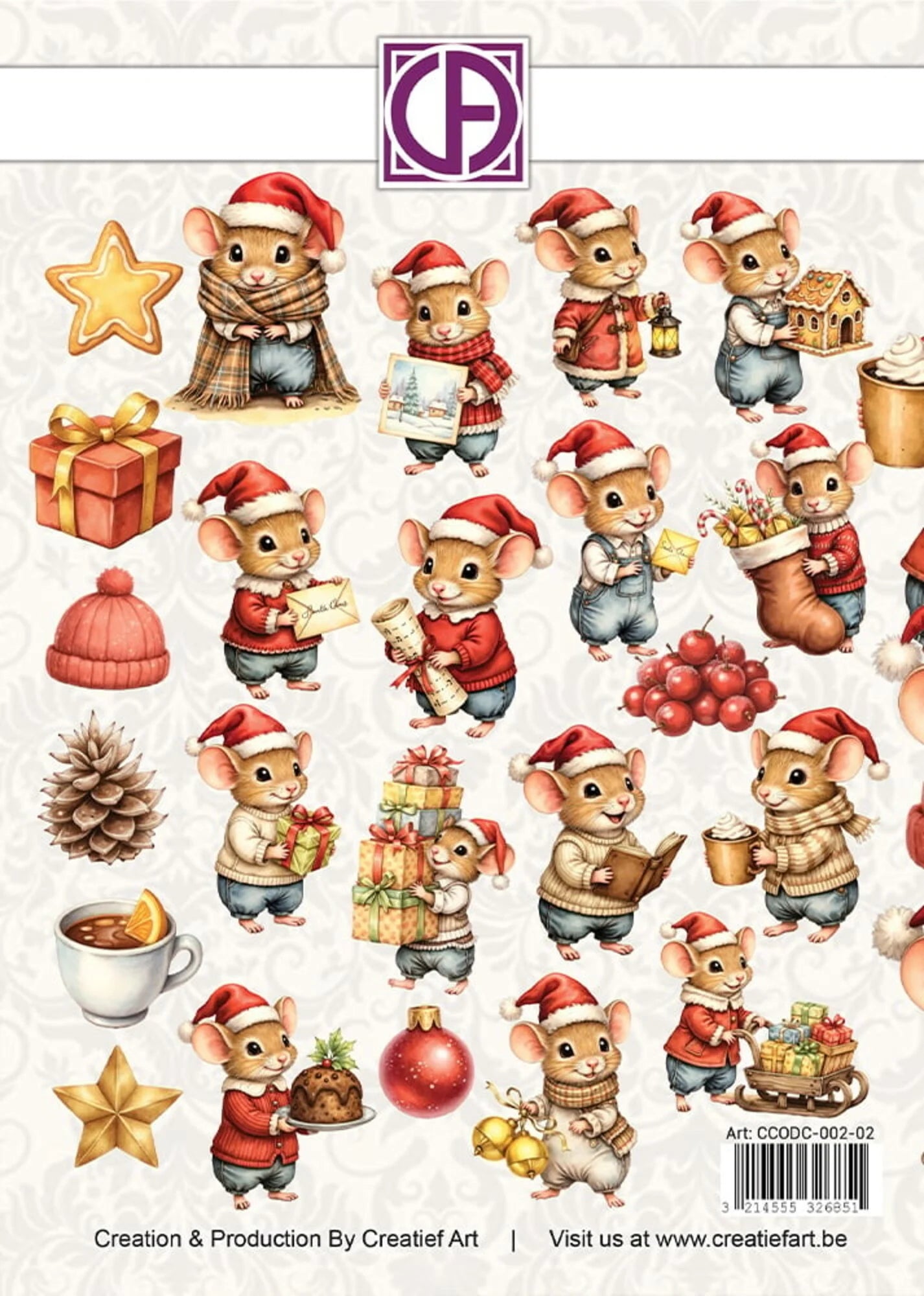 Creatiaf Art  - Sweet Little Christmas Mice - Die Cuts