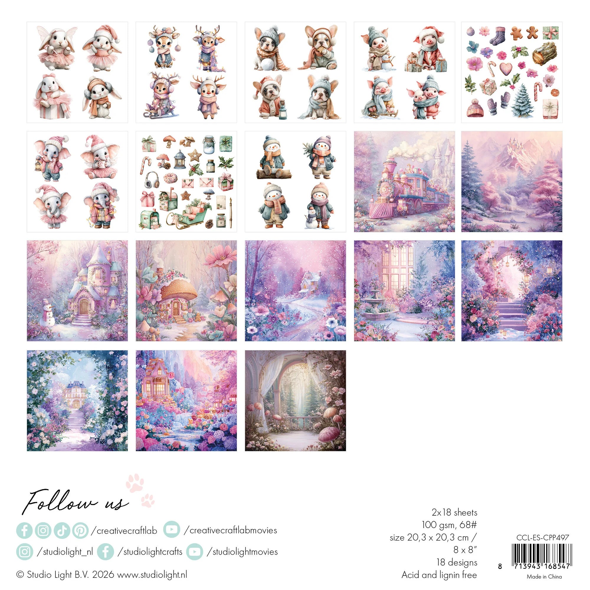 StudioLight - Collage Paper Pad - Candy Christmas -   8x8"