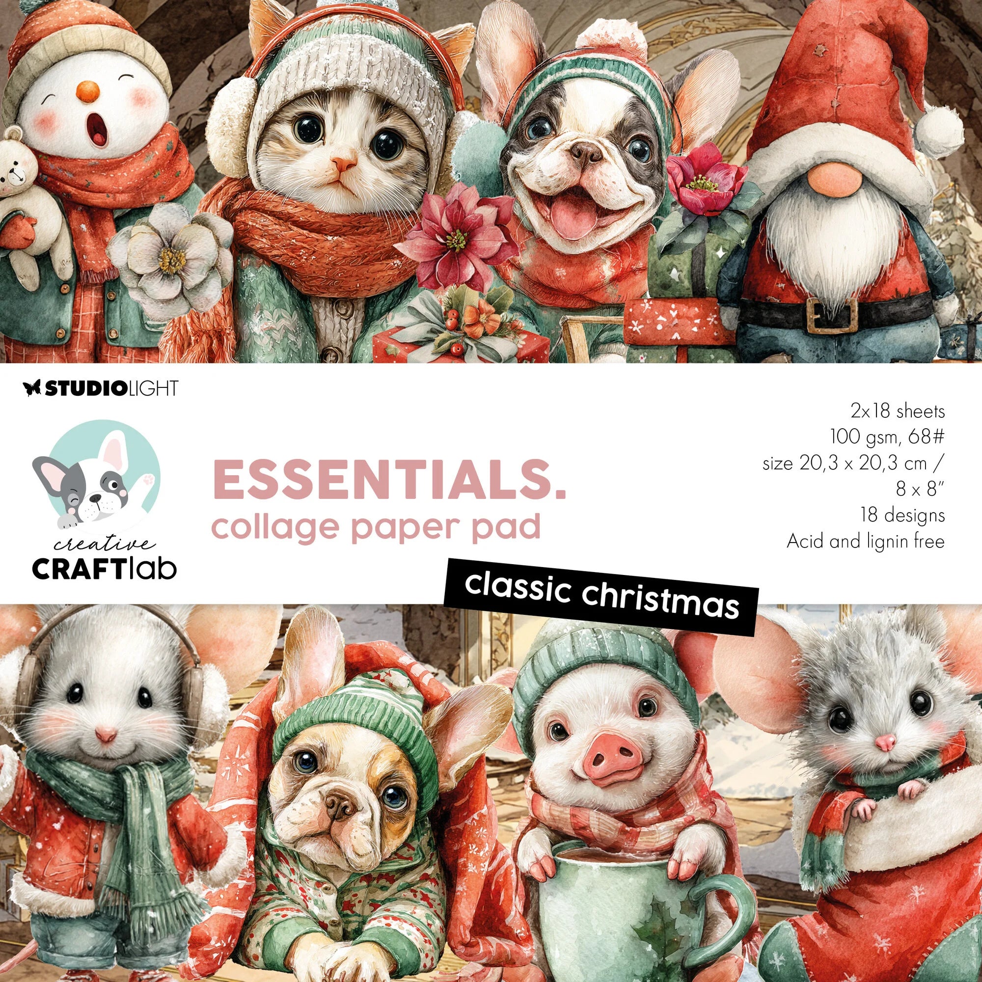 StudioLight - Collage Paper Pad - Classic Christmas  8x8"