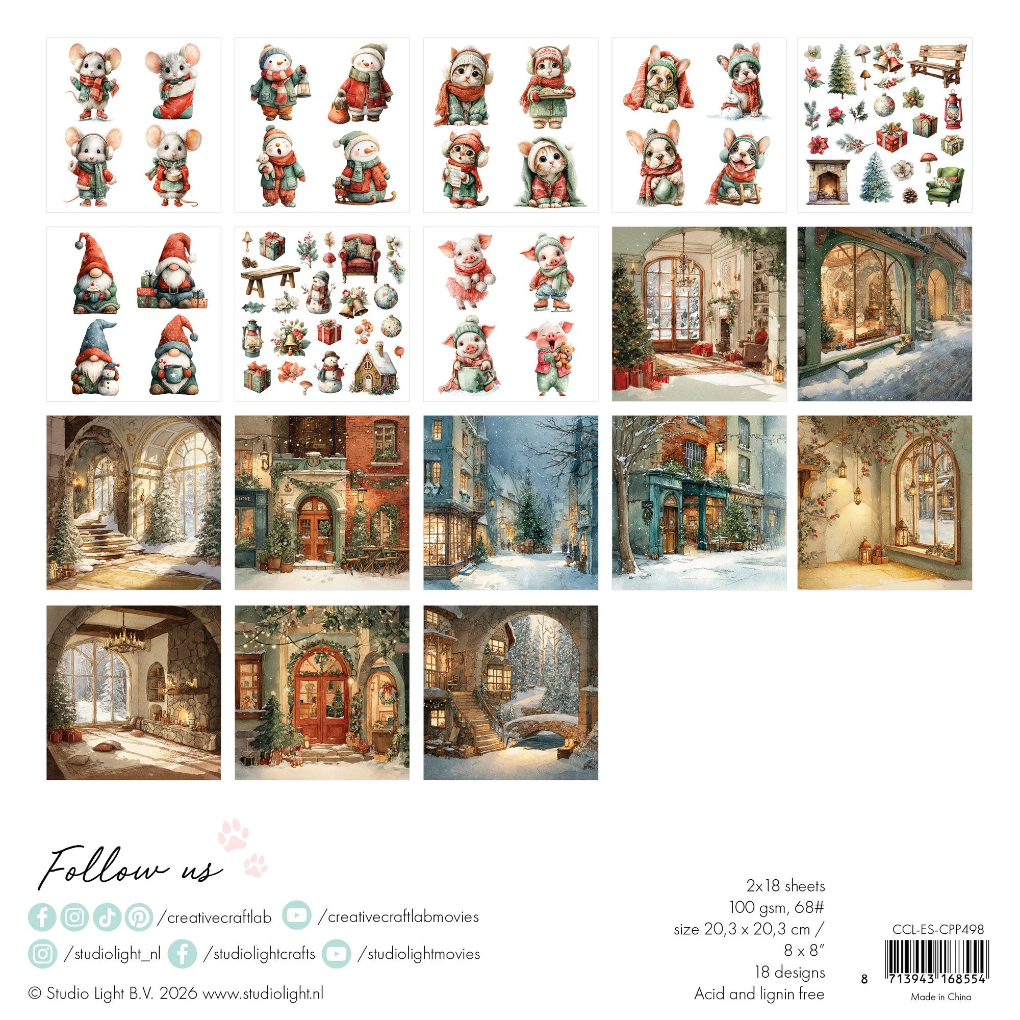 StudioLight - Collage Paper Pad - Classic Christmas  8x8"