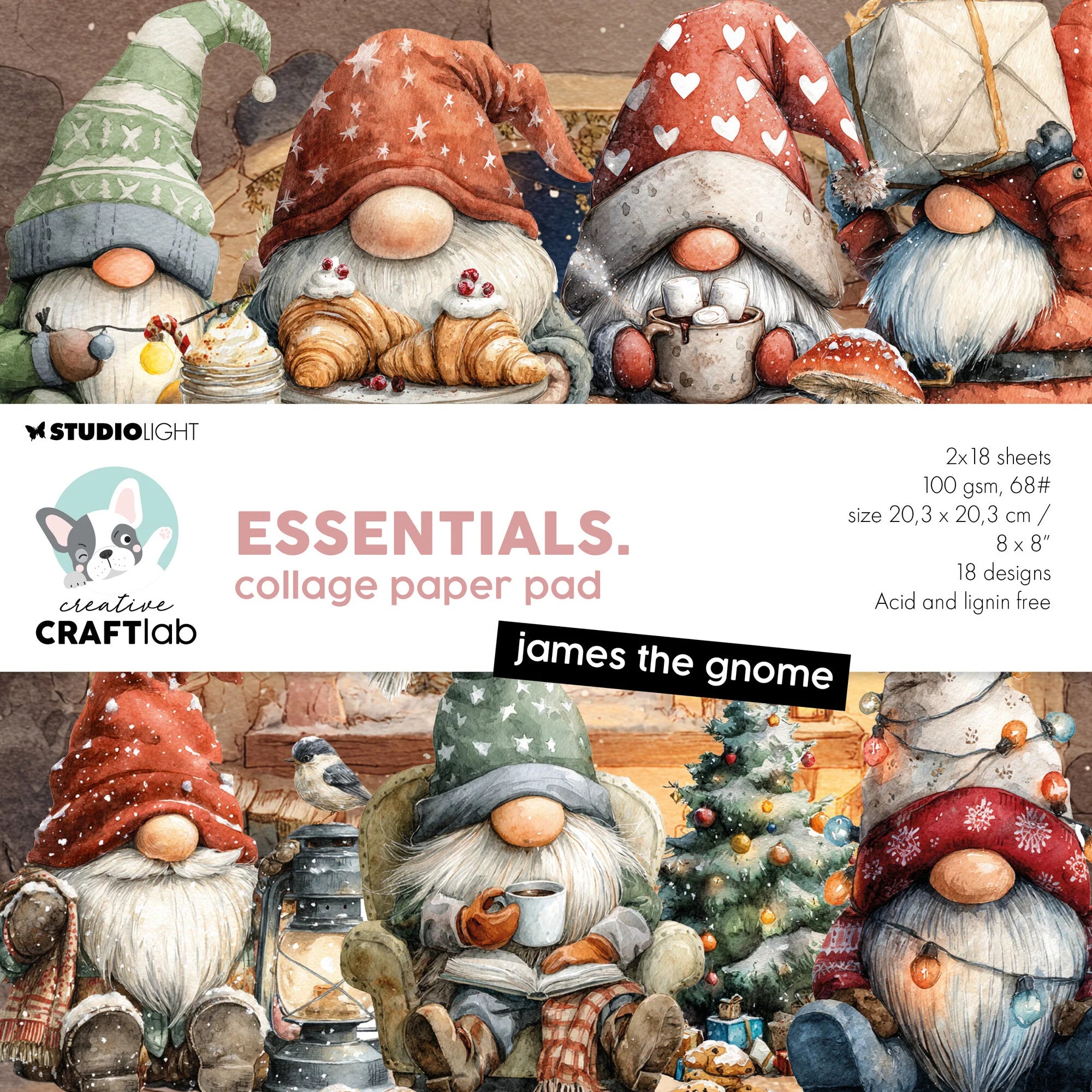 StudioLight - Collage Paper Pad - James the gnome -   8x8"