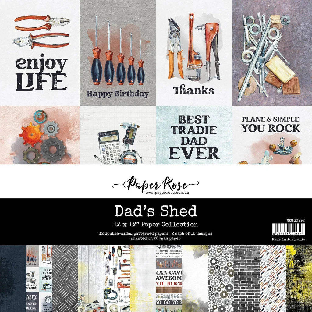 Paper Rose - Dad's Shed - Paper Pack -  12 x 12"