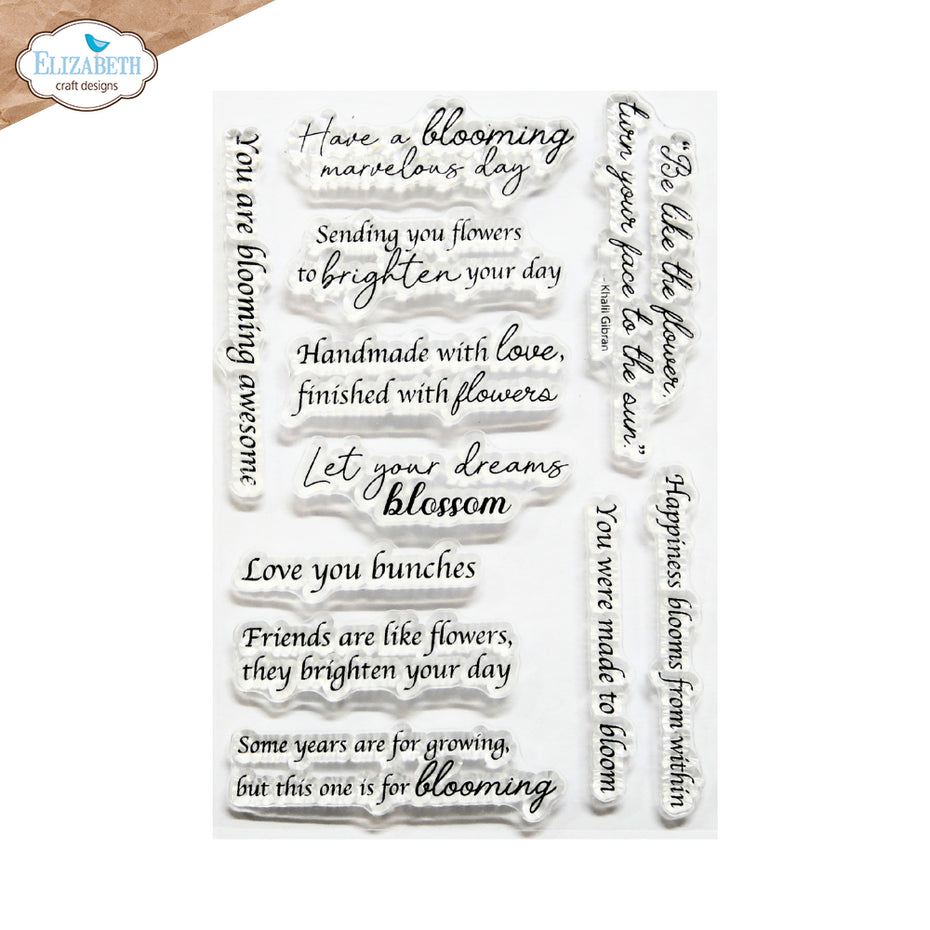Elizabeth Craft Designs - Beautiful Blooms Clear Stamps - Blooms Sentiments