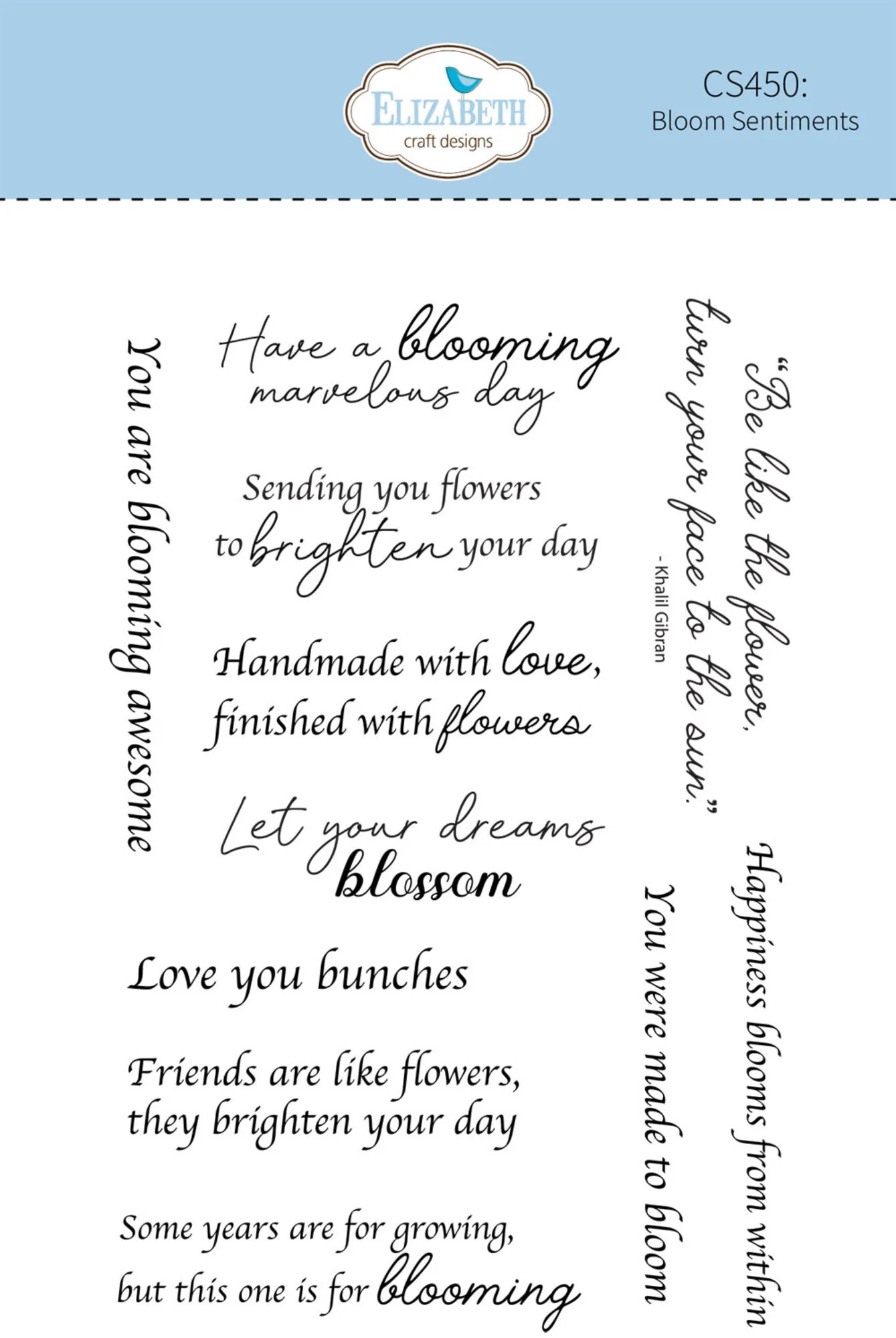 Elizabeth Craft Designs - Beautiful Blooms Clear Stamps - Blooms Sentiments