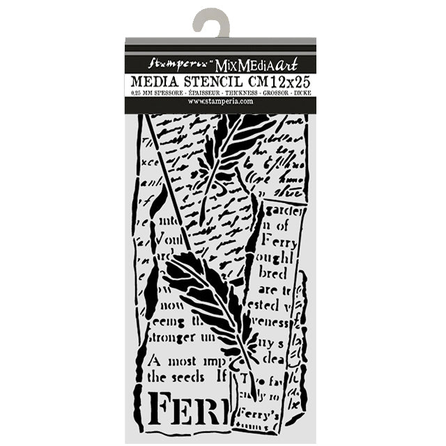 Stamperia - Thick Stencil 12x25 cm - All Around - Letter and Feathers