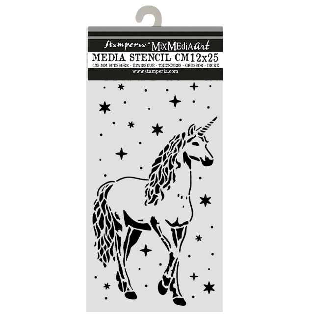 Stamperia - Thick Stencil 12x25 cm - Wonderland Unicorn