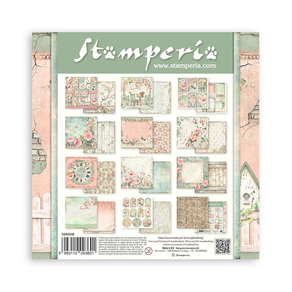 Stamperia  - House of Roses - Paper Pad 8 x 8" (10ark)