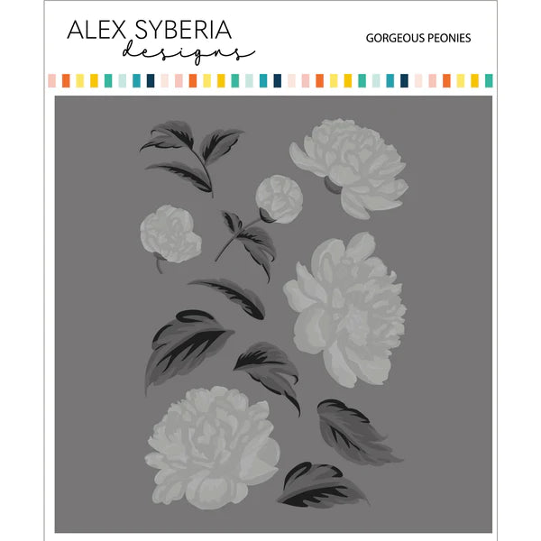 Alex Syberia - Layering  Stencil Set - Gorgeous Peonies