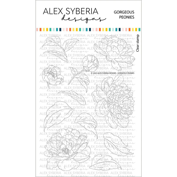 Alex Syberia Designs - Clear stamps - Gorgeous Peonies - A6